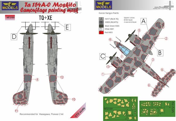 Focke Wulf Ta154A-0 Moskito Camouflage Painting Mask  LFM72159