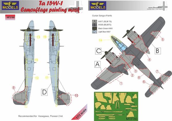 Focke Wulf Ta154V-1 Moskito Camouflage Painting Mask LFM72160
