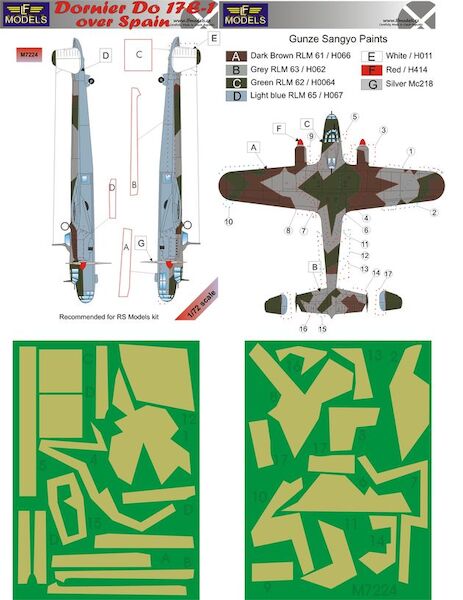 Dornier Do17E-1 over Spain camouflage Mask  LFM7224