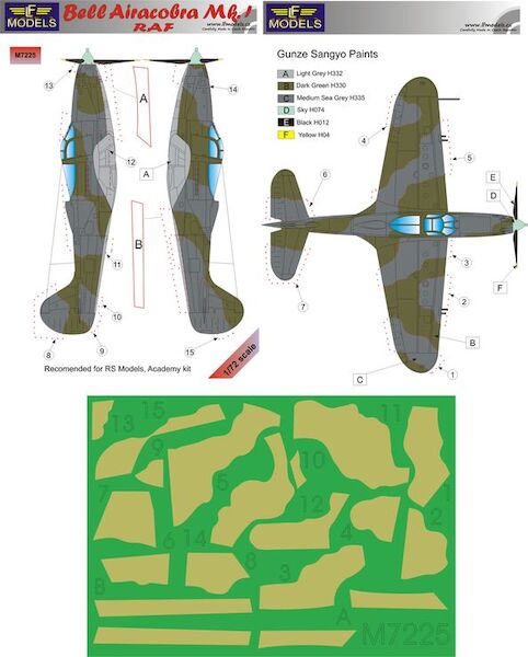 Bell Airacobra MK1 (RAF) camouflage Mask LFM7225