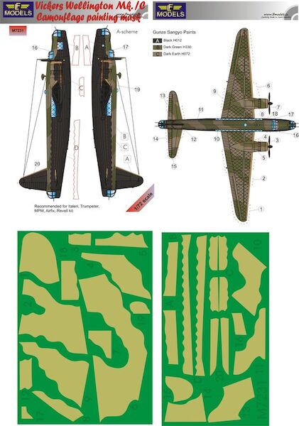 Vickers Wellington MK1c camouflage Mask - A Scheme  LFM7231