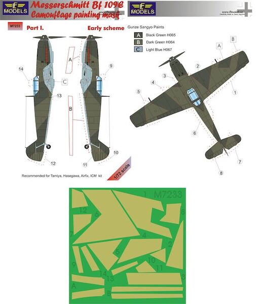 Messerschmitt BF109 camouflage Mask - Early Scheme Part 1  LFM7233
