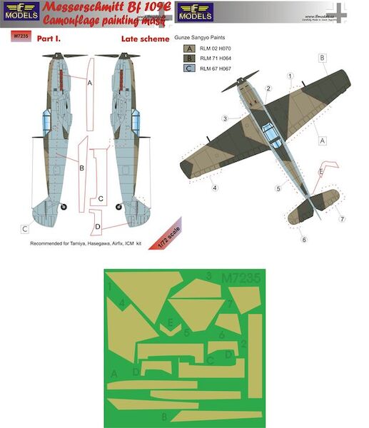Messerschmitt BF109 camouflage Mask - Late Scheme Part 1  LFM7235