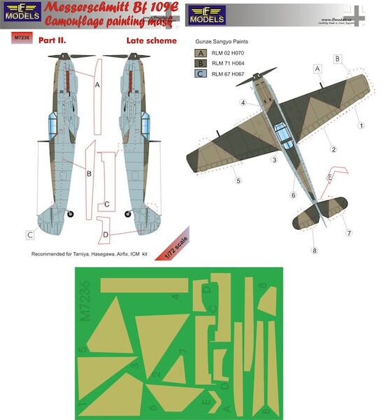 Messerschmitt BF109 camouflage Mask - Late Scheme Part 2  LFM7236