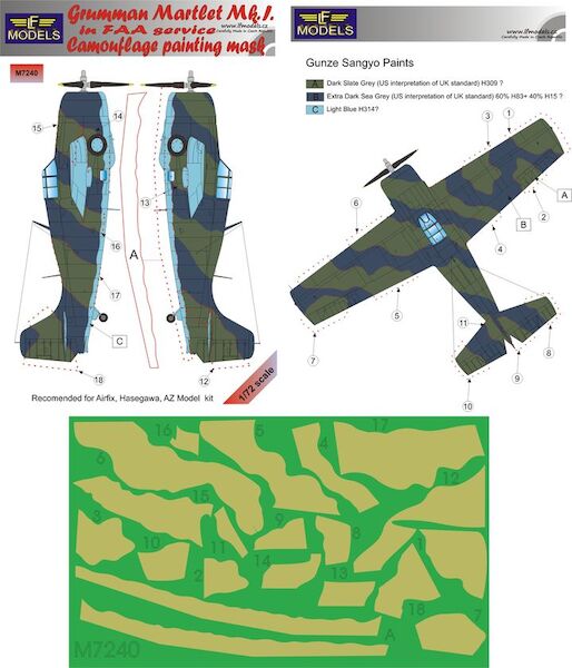 Grumman Martlet MKI in FAA Service Camouflage Painting Mask LFM7240
