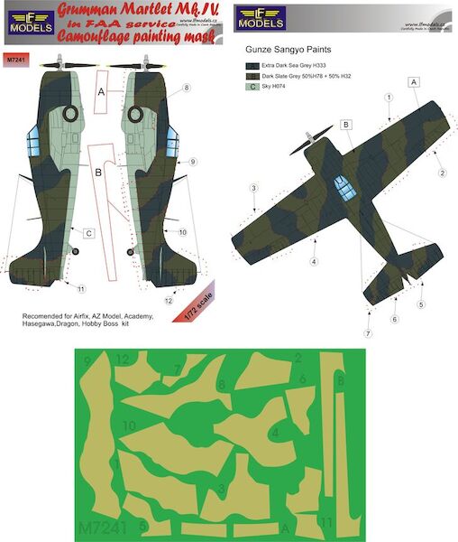 Grumman Martlet MKIV in FAA Service Camouflage Painting Mask  LFM7241