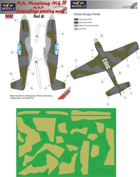 North American Mustang MKIII RAF Camouflage Painting Mask Part 3  LFM7246