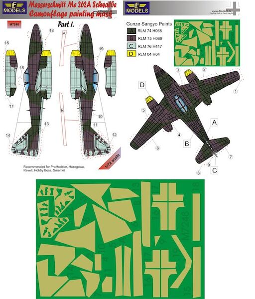 Messerschmitt Me 262A Schwalbe Camouflage Painting Mask Part I. LFM7248