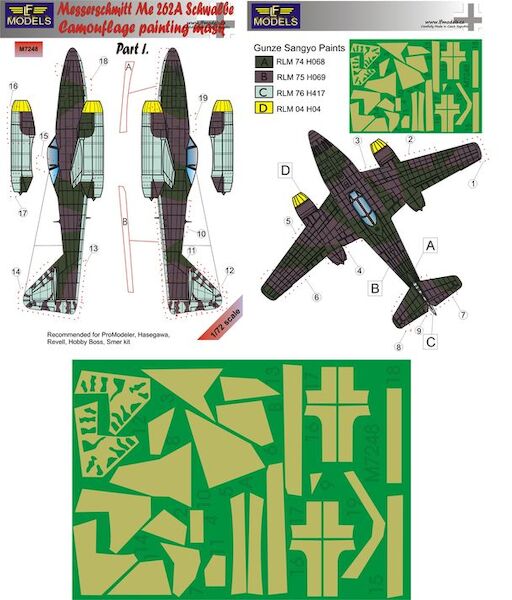 Messerschmitt Me 262A Schwalbe Camouflage Painting Mask Part I.  LFM7248