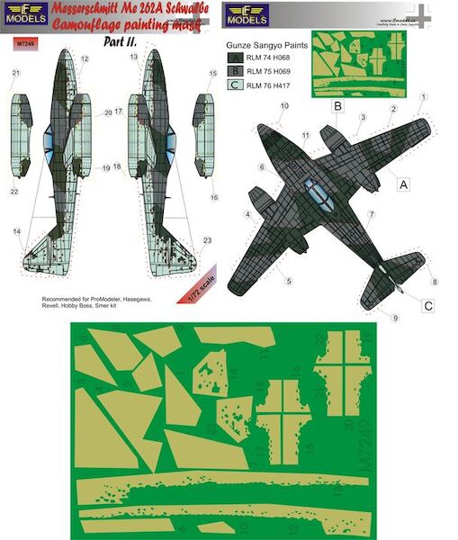 Messerschmitt Me 262A Schwalbe Camouflage Painting Mask Part II.  LFM7249