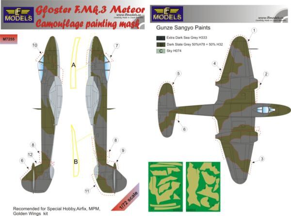 Gloster Meteor F MK3 Camouflage Painting Mask LFM7255
