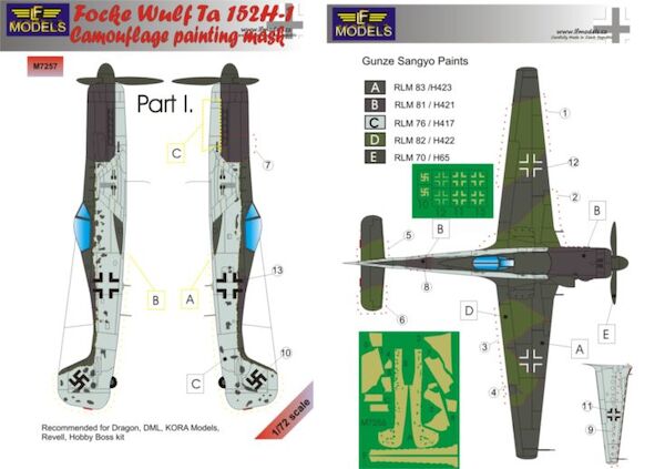 Focke Wulf TA152H-1 Camouflage Painting Mask Part 1 LFM7257