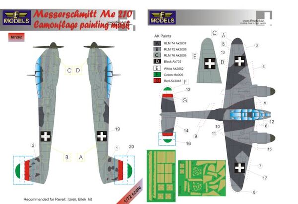 Messerschmitt Me210 Camouflage Painting Mask  LFM7262