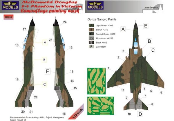 McDonnell Douglas F4 Phantom USAF in Vietnam Camouflage Painting Mask LFM7263