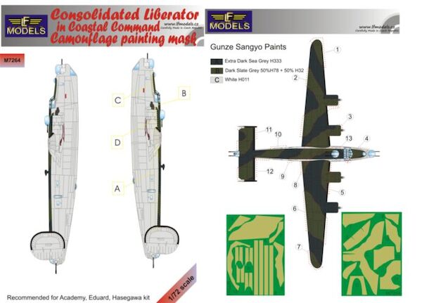 Consolidated Liberator MKVI Coastal  Command Camouflage Painting Mask  LFM7264