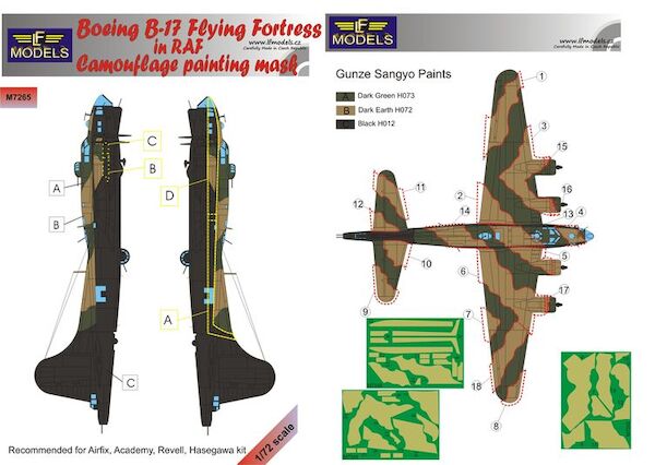 Boeing B17F/G Flying fortress in RAF Camouflage Painting Mask  LFM7265