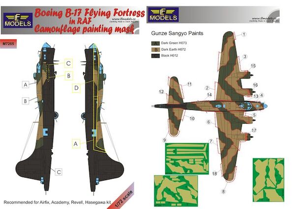 Boeing B17F/G Flying fortress in RAF Camouflage Painting Mask LFM7265