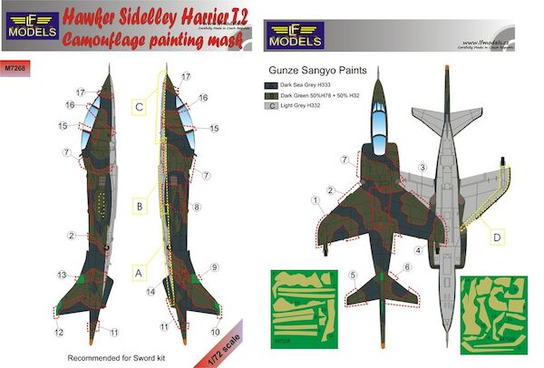 Hawker Siddely Harrier T2 Camouflage Painting Mask (Sword)  LFM7268