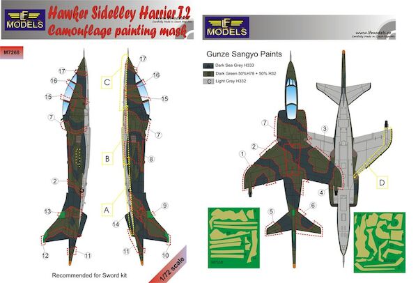Hawker Siddely Harrier T2 Camouflage Painting Mask (Sword) LFM7268