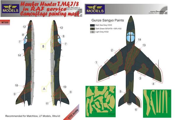 Hawker Hunter T7 Camouflage Painting Mask (matchbox, Xtra, LF) LFM7269