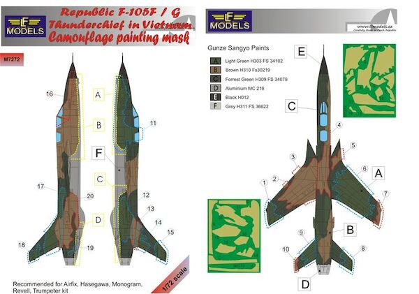 Republic F105F/G Thunderchief Camouflage Painting Mask  LFM7272