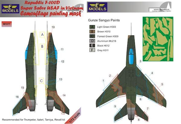 North American F100D Super Sabre USAF Vietnam Camouflage Painting Mask LFM7277