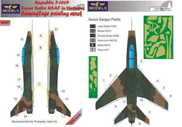 North American F100F Super Sabre USAF Vietnam  Camouflage Painting Mask  LFM7278