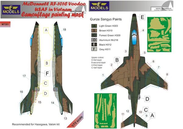 McDonnell RF101C Voodoo USAF in Vietnam Camouflage Painting Mask LFM7281