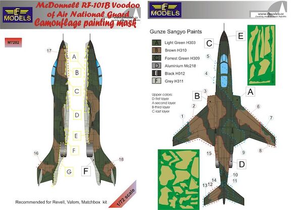 McDonnell RF101B Voodoo US ANG in Vietnam Camouflage Painting Mask  LFM7282