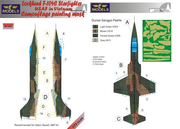 Lockheed F104C Starfighter  USAF in Vietnam Camouflage Painting Mask  LFM7284