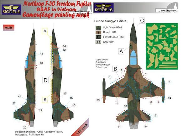 Northrop F5C Freedom Fighter  USAF in Vietnam Camouflage Painting Mask  LFM7286