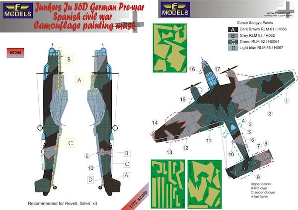 Junkers Ju86D German Pre War / Spanish Civil war Camouflage Painting Mask  LFM7290