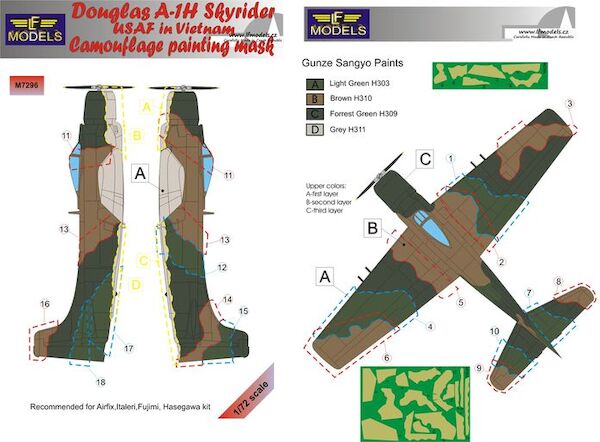 Douglas A1H Skyraider USAF in Vietnam Camouflage Painting Mask  LFM7296