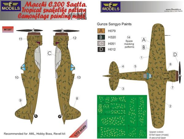 Macchi C200 Saetta Tropical snakelike pattern Camouflage Painting Mask  LFM7297