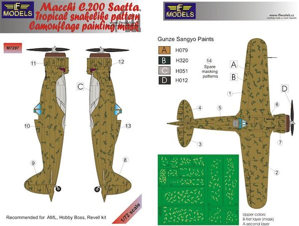 Macchi C200 Saetta Tropical snakelike pattern Camouflage Painting Mask LFM7297