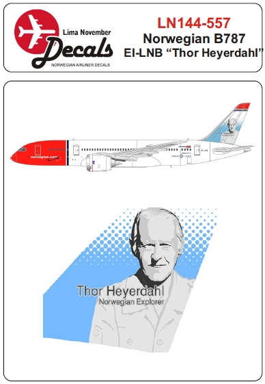 Boeing 787-8 Dreamliner (Norwegian EI-LNB "Thor Heyerdahl" tail)  LN144-557