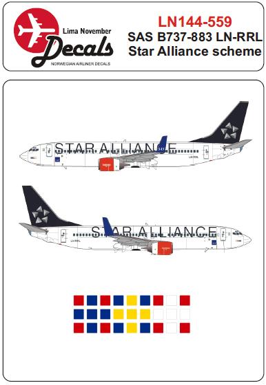 Boeing 737-883 (SAS LN-RRL in Star Alliance cs) for the Revell kit.  LN144-559