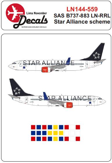 Boeing 737-883 (SAS LN-RRL in Star Alliance cs) for the Revell kit. LN144-559