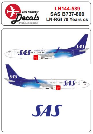 Boeing 737-800 LN-RGI SAS 70 years cs (Zvezda and Revell kits) LN144-589