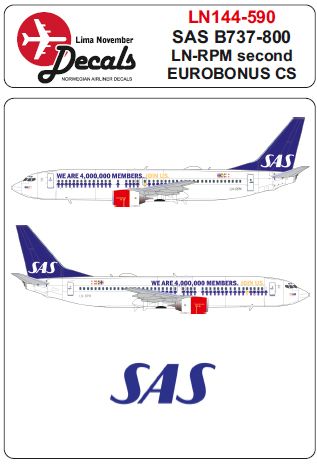 Boeing 737-800 SAS LN-RPM second Eurobonus cs (Zvezda and Revell kits) LN144-590