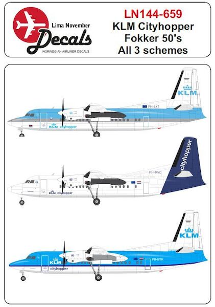 Fokker F50 (KLM Cityhopper, all three schemes) LN144-659
