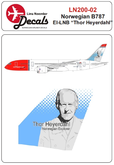 Boeing 787 Dreamliner (Norwegian EI-LNB "Thor Heyerdahl" tail) LN200-002