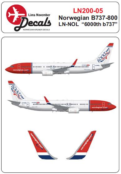 Boeing 737-800 (NORWEGIAN with 6000TH Tail) LN200-005