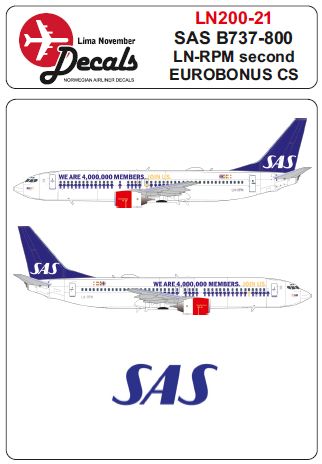 Boeing 737-800 SAS  LN-RPM second Eurobonus cs (Hasegawa)  LN200-021