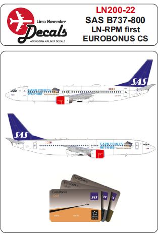 Boeing 737-800 SAS  LN-RPM first Eurobonus cs (Hasegawa)  LN200-022