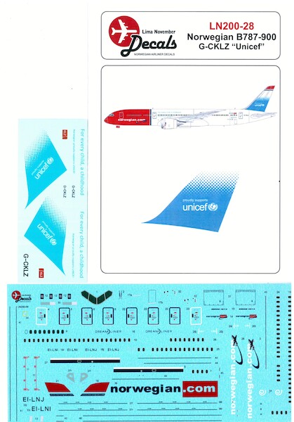 Boeing 787-900 "Unicef" EI-LNI/J - Norwegian" (Hasegawa) LN200-028