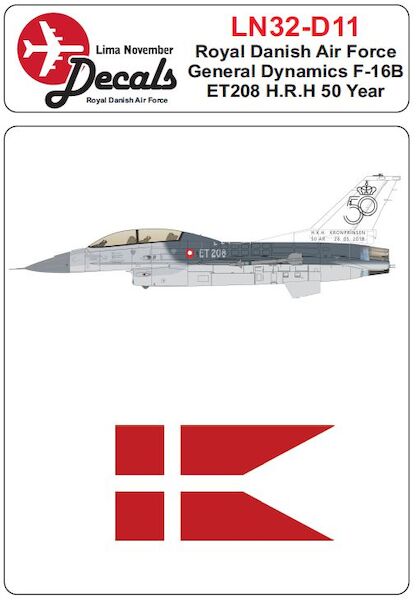 Royal Danish AF  F16B ET-208 "H.R.H Kronprinsen 50 Years"  LN32-D11