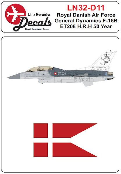Royal Danish AF F16B ET-208 "H.R.H Kronprinsen 50 Years" LN32-D11
