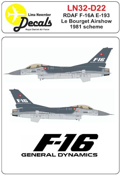 RDAF F-16A E-193 in the colors from Le Bourget 1981  LN32-D22