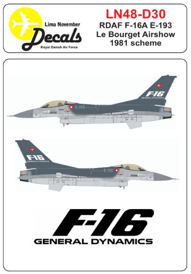 RDAF F-16A E-193 in the colors from Le Bourget 1981  LN48-D30